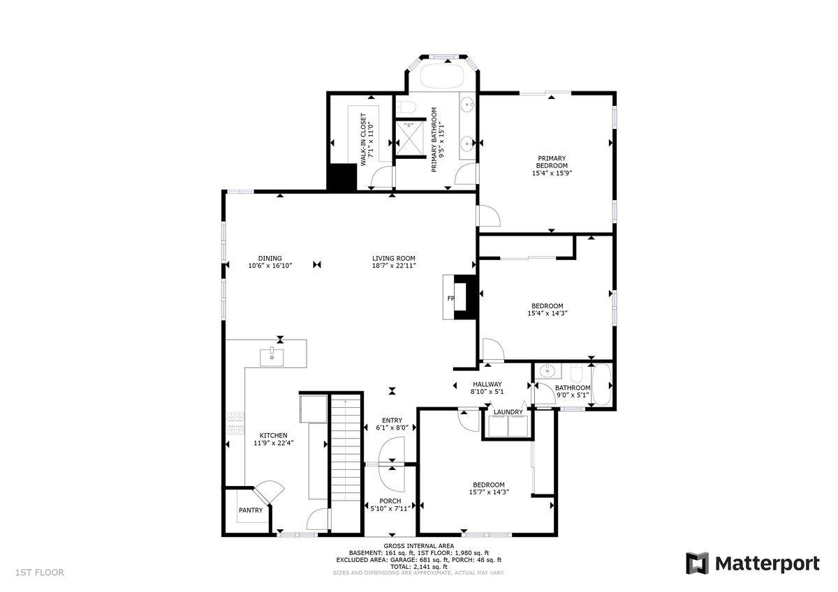 Upper level floorplan.