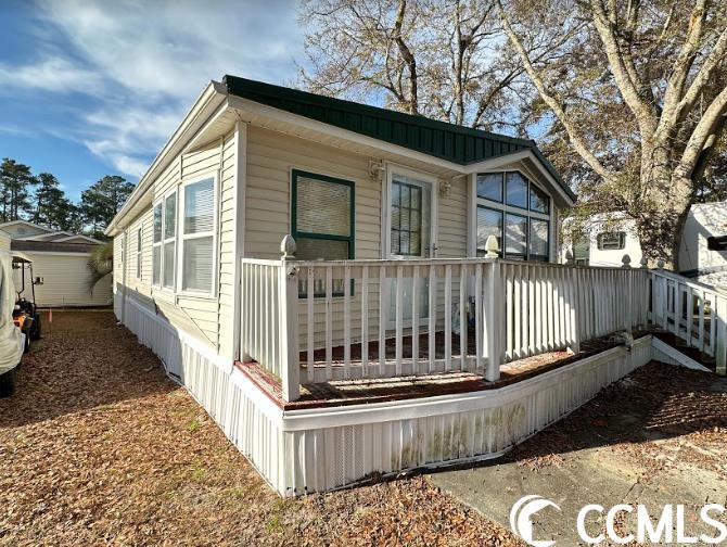 check out this great opportunity to own a home and the land it sits on inside a leisure-filled community near the coast. this home is conveniently located within myrtle beach rv resort in north myrtle beach. the community offers tons of amenities including mini golf, multiple pools, club house, and views of  the marsh. 279 is complete with with 3 bedrooms (one of which has access to the exterior) 2 bathrooms, and tons of natural light. the location within the resort is convenient as well! one of the clubhouses and pools is directly across from the property. all information and measurements may be approximated and are the responsibility of the buyer/buyer's agent to verify.
