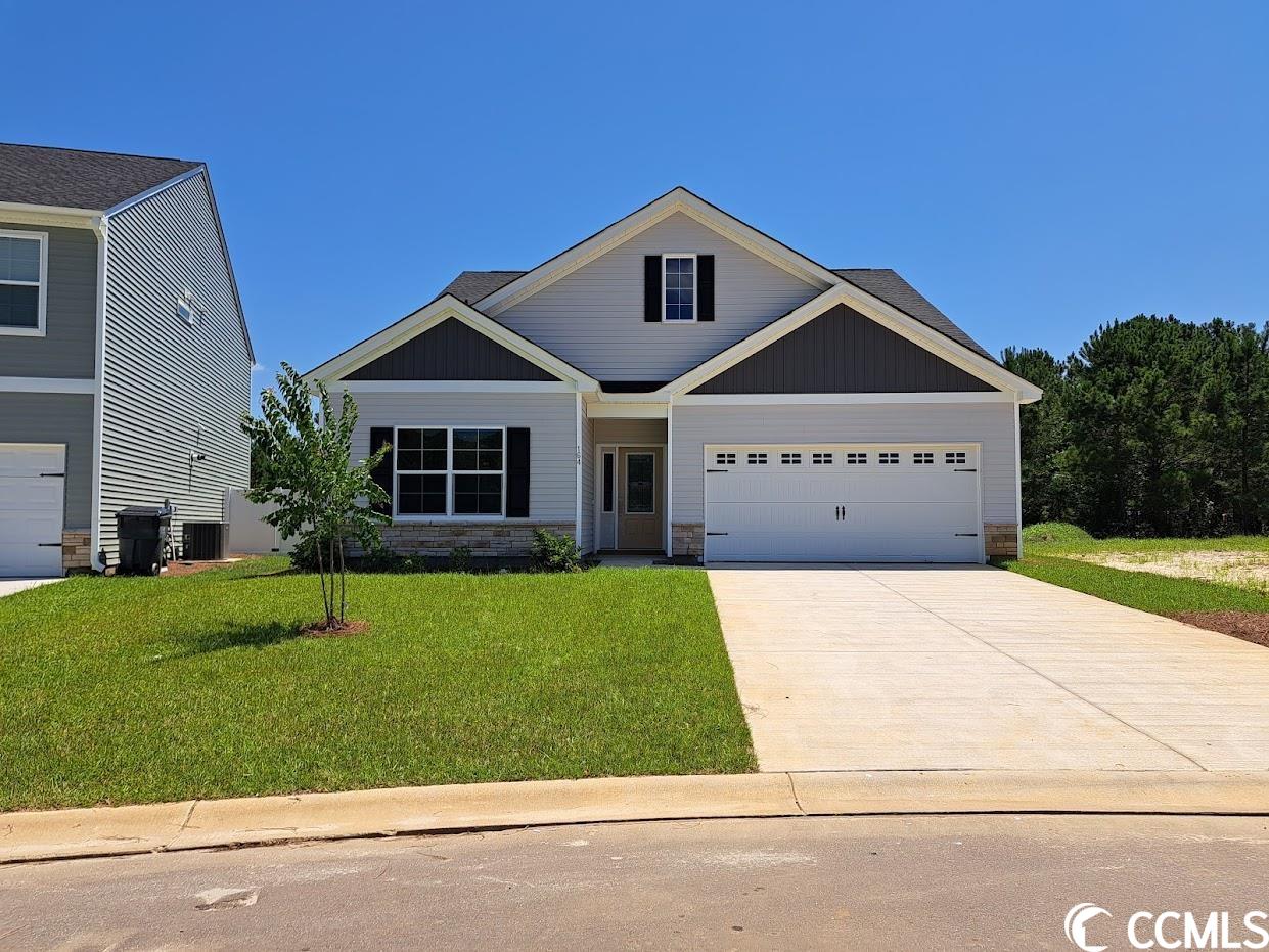 move-in ready.  this single story home with a bonus room up, offers a complete open concept, a spectacular kitchen with a great island.  the family room is complete with fireplace and tray ceiling.   the spacious primary bedroom offers a tray ceiling with a large walk-in closet and dual sinks with a walk-in shower. the kitchen features granite countertops and stainless steel gas appliances with a long kitchen island overlooking your large family room equipped with a tray ceiling and eat-in area. three guest bedrooms as well as a walk-in laundry room come standard in this home. luxury vinyl plank flooring is placed throughout the home with carpet in the bonus room. relax on your back patio with a triangular view from this corner lot of the woods on this .24 acre home site.