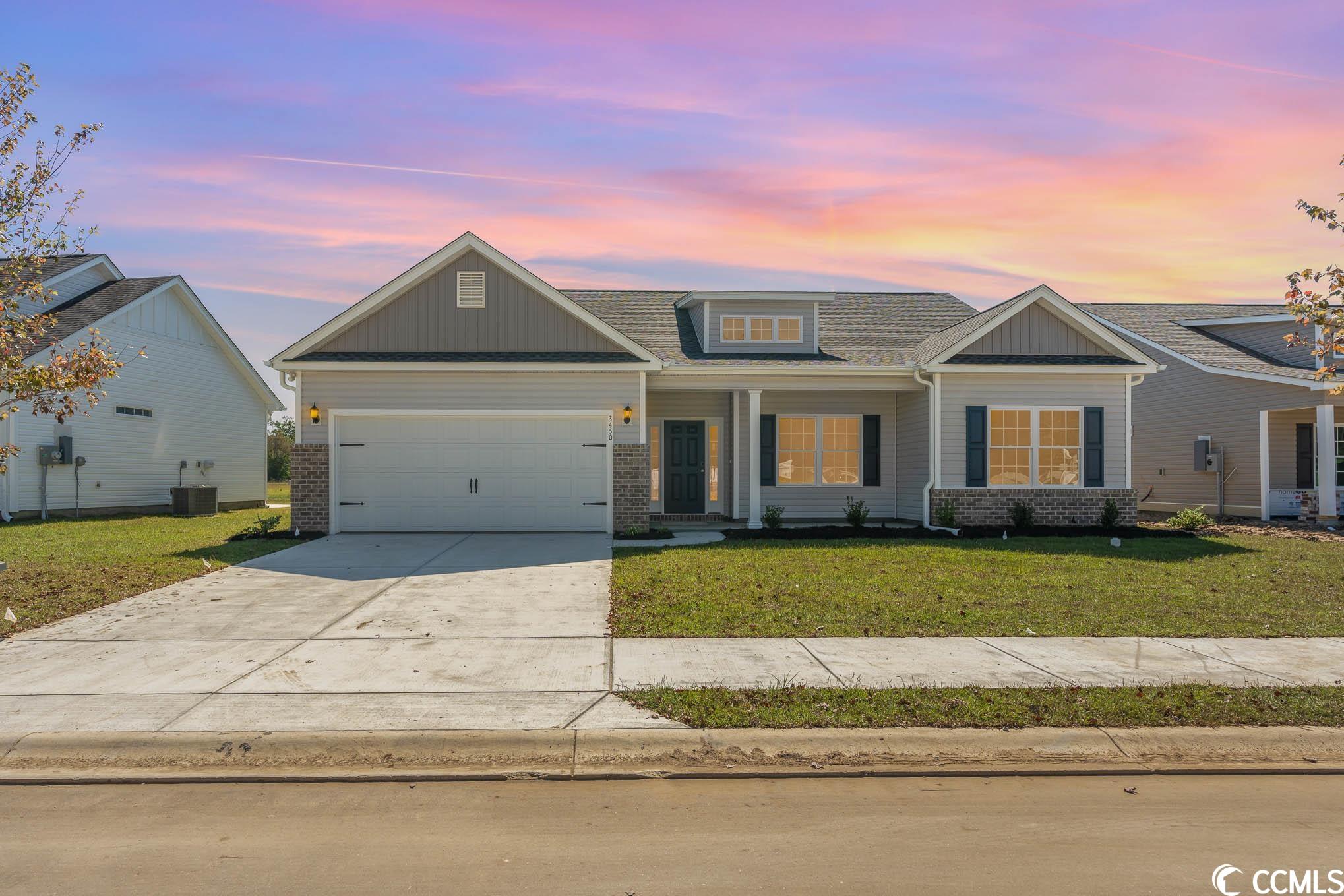 welcome to rivertown row north, the most anticipated new development in the heart of conway. enjoy the comfort of natural gas heat, cooking & tankless hot water in this waterfront single level 1817 sq ft sullivan model. this 3 bedroom, 2 bath split floor plan has a large rear master suite, vaulted great room ceilings, granite kitchen counter tops, and a kitchen bar w/ seating. the waterproof laminate plank flooring extends throughout the entire home.  there is also a 2 car painted and trimmed garage w/ drop down attic access, laundry room, pantry, yard irrigation system, covered front porch, and a covered rear porch with an additional concrete patio that doubles your outdoor entertainment space. all homes in rivertown row north feature wider than average lots, open floor plans, 9' ceilings, painted garage interiors, gutters, fully cased windows, gaf high performance architectural shingles, 12" roof overhangs, aristokraft birch shaker cabinets, rinnai tankless water heater, frigidaire stainless appliances, and many other upgraded architectural details. this home also has a few smart home upgrades which include wifi front door lock, z-wave porch light, upgraded security panel, smart thermostat and 15 security sensors.  the neighborhood features sidewalks, street lighting and a community pool with pavilion. building lifestyles for over 35 years, we remain the premier homebuilder of new residential communities and custom homes in the grand strand and surrounding areas. we are three-time winners of the best home builder award from wmbf news best of the grand strand. in 2023, we were also voted best residential real estate developer in the myrtle beach herald reader’s choice awards. we began and remain in the grand strand, and we want you to experience the local pride we build today and every day in horry and georgetown counties. pics are of the same floor plan from a different neighborhood. colors, flooring, upgrades and other  features will likely be different. welcome home to rivertown row north.