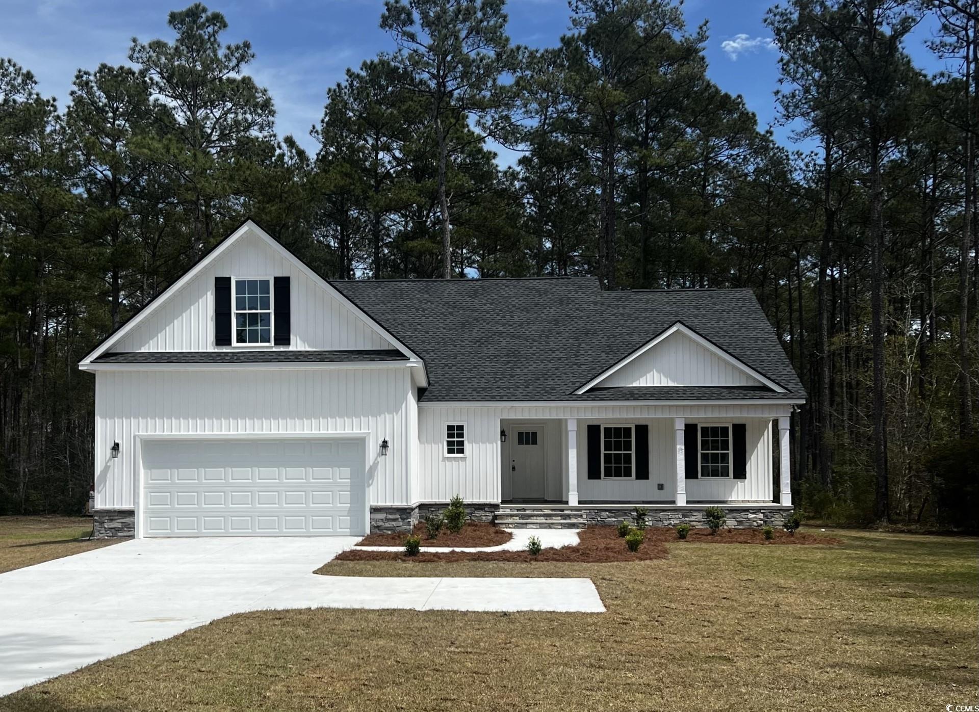 welcome to this exquisite brand-new residence, featuring 4 bedrooms and 3 baths, nestled on a spacious 1-acre lot with the added perk of no hoa restrictions! the allure of a southern-style front porch invites you to savor your morning coffees in tranquility. enhancing its charm, the front façade boasts board and batten vinyl siding complemented by stone details.  inside, discover a thoughtfully designed home that seamlessly blends comfort and style. the laundry room, conveniently accessible from the garage, a walk-in pantry, granite countertops in both kitchen and bathrooms, along with the subtle elegance of ceiling fans, contribute to the overall appeal. the open concept design creates an inviting atmosphere, while a back yard patio provides an ideal space for outdoor relaxation.  this residence effortlessly combines practicality and aesthetics, promising a delightful place to call "home".   *home under construction. the first image is a completed home that is the same model/floorplan. 222 highway 471 will be white with black shutters.  lot dimensions- 110.46' x 396.03'