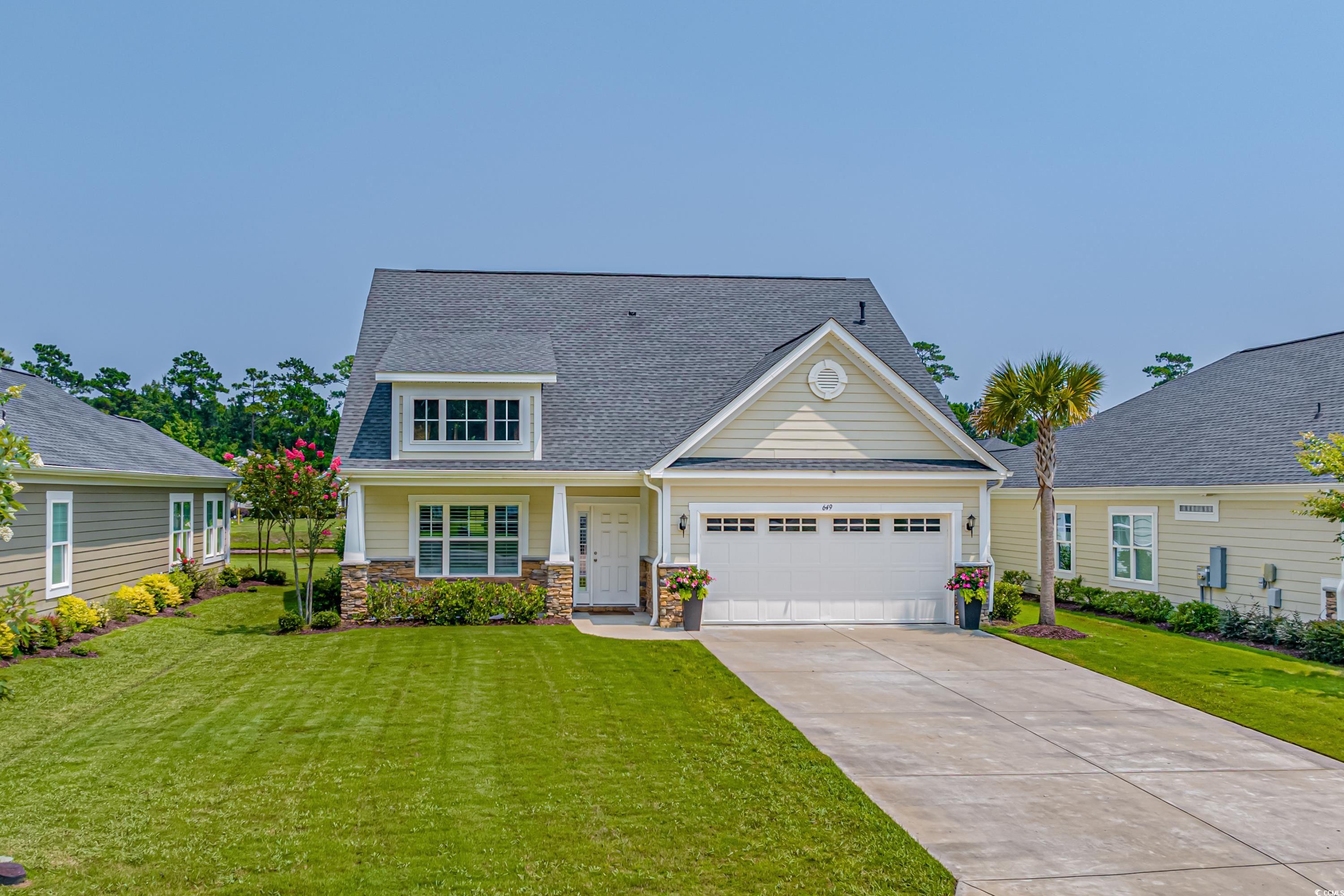 welcome to this beautiful one story 3 bedrooms 2 bathroom seabrook model with expanded custom floor plan located in the desirable stonegate at prince creek. as you enter this bright and airy open concept home you will notice that not one thing was overlooked while building this home. this property boasts many upgrades such as: extended kitchen with 42” cabinets, deep pantry, granite countertops, stainless steel appliances, luxury vinyl plank flooring throughout, vaulted ceilings and plantation shutters in the living room, dinning room and kitchen, gas fireplace, crown molding, 5” baseboards, pull out double bin trash, multiple dimmers, extra electrical plugs, task lighting  under the cabinets, patio and screened in porch with tv outlet overlooking an aesthetic pond with illuminating fountain,  gas line for grill, ada toilets, wheelchair accessible doorways, ceiling fans in living room and all bedrooms, tile floor bathrooms with linen closet, walk in laundry room  with utility closet, double car garage with extended driveway, irrigation system. hoa fees include landscaping, pest control, twice a year house power washing. stonegate at prince creek is located adjacent to the five star tpc golf course of myrtle beach, short drive to the beautiful atlantic ocean, state parks, brookgreen gardens, local boutiques, shows, malls, dining with coastal views, and many more attractions.