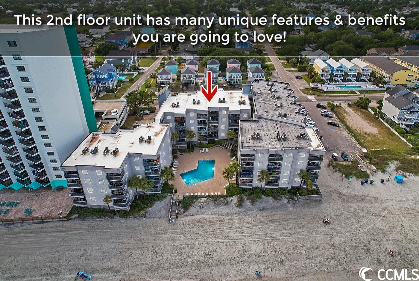 this oceanfront 3 bedroom is located on the highly desirable 2nd floor and yes, there is an elevator in the building (actually 2 and they are in the process of being updated)! there is so much to love about this unit and the strong rental potential is one of those major positives (ask your agent for details). another huge benefit is the additional protection from the elements as it sits back over the pool and is protected by 2 other units in the community. this building can take much less abuse with this additional wall of protection. yet, you still get your direct oceanfront views!!! seamaster does have 2 elevators, an oceanfront pool, low maintenance concrete fiber siding, and extra overflow parking (a huge feature compared to other buildings!). hoa fee includes building insurance, trash pickup, landscaping, cable, internet, water, pest control, elevator service, and common area expenses. so the dues are quite reasonable for what all is included here at seamaster. there are also rental bookings and income in place with a local vacation rental company. unlike some self-managed properties, this makes for a very smooth transition process for the new owner. this unit is being sold fully furnished. it's turn-key and ready to go!