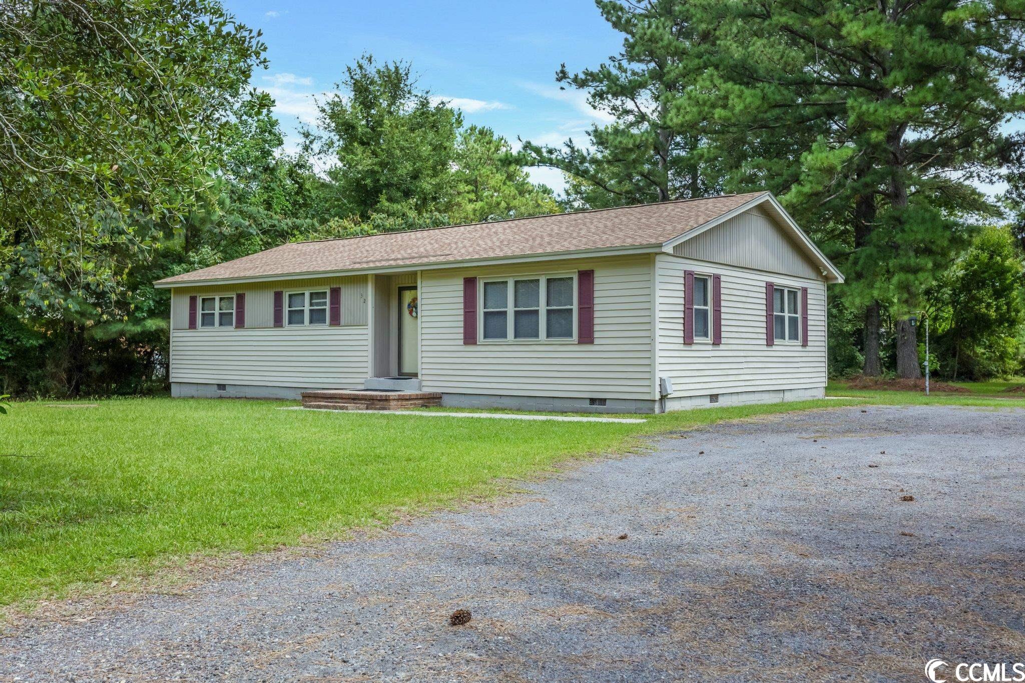 charming ranch style home just outside all of the hustle and bustle, but close enough to historic georgetown to take advantage of all it offers. this 3 bedroom home has excellent features, including a large family style kitchen, perfect for gatherings and memory making. in addition, the roof was installed in january of 2019. the potential to fix up with a modern touch is endless and the .61 acre yard provides great outdoor space too -- a pool perhaps, deck, or boat storage! sky is the limit. enjoy day trips to charleston just 60 miles away.