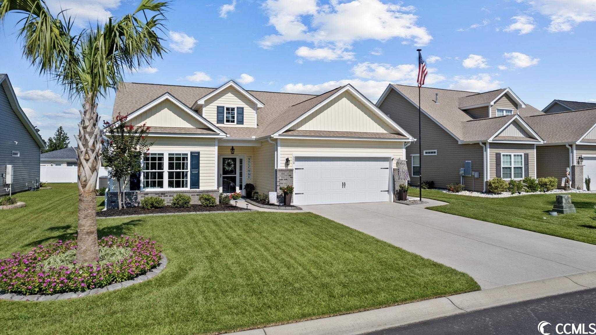 golf cart ride to the beach! welcome to this stunning home built in 2020, a true gem nestled in a prime location under 2 miles from the beach. boasting 3 brs, 2 bas, and a versatile flex room ideal for an office, this home is so immaculate it’s truly ready to move right into. the entire interior has been freshly painted with top-of-the-line sherwin williams paint.  step inside and admire the upgraded luxury vinyl plank flooring that flows seamlessly through all living areas, complemented by vaulted ceilings and a dramatic dormer in the entryway that floods the space with natural light. the hallway and great room showcase beautiful board and batten, adding a touch of elegance. the kitchen is a chef's dream, featuring semi-gloss subway tile in desert gray, granite countertops, stainless steel appliances, a walk-in corner pantry, and upgraded stained cabinetry with crown molding. the main-level owner's bedroom boasts a tray ceiling and leads to the owner's master bath with a walk-in shower with glass shower door, linen closet, and double-bowled vanity. additional highlights include comfort-height toilets in both bathrooms, blinds throughout, gutters, a 2-car garage with remotes and keypad access, professionally epoxy-sealed concrete exterior walking surfaces including driveway, sidewalk, and garage, and a natural gas tankless water heater. enjoy the convenience of a whole-house water softener system, rainbird irrigation system, and a fenced backyard with 4-foot vinyl fencing and 2 gates.  the backyard extends beyond the back fence. the screened porch, also with epoxy concrete seal, and an extended patio in the backyard are perfect for grilling and outdoor enjoyment. this home also offers a 220-circuit electric hookup for a hot tub and access to the neighborhood pool. with countless upgrades and thoughtful features, this home has it all – don't miss out on the opportunity to make it your own!