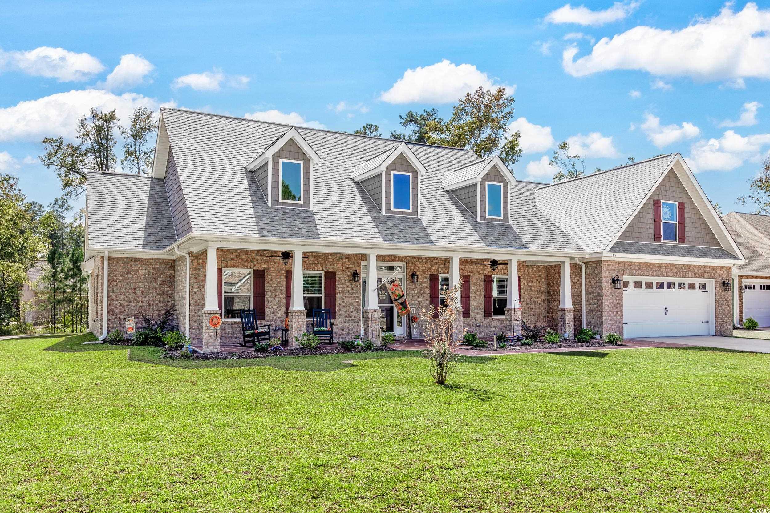 this low country charmer is beautifully located on the 9th green to shaftesbury glen golf course. just built in 2022, it is a 5 bedroom, 3 and a half bath, or a 4 bedroom with a large bonus room. lots of room to accommodate your family's needs. the mostly brick home sits on a half-acre lot, with plenty of room in the back for a pool or outside entertaining. the oversized garage is spacious and has a side entrance garage door providing easy access for a golf cart or lawn equipment. for that little added insurance against hurricanes, the owner has installed a full home generator. the front porch is so inviting, as you enter into the foyer to your right you have a large formal dining room that flows into your beautiful chef's kitchen. where you will find a gas range, decorative exhaust hood with tile backsplash, white shaker cabinets, and beautiful quartz countertops. there is plenty of room for those family gatherings with an eat-up breakfast bar and breakfast nook for casual dining. from the kitchen, you look into the family room with a gas-burning fireplace and built-in bookshelves lining both sides. on the back wall are double slider doors leading you out to a wonderful-sized covered patio. there is 2244 sqft of heated living space downstairs with four bedrooms and 3 full baths. the main bedroom is tucked in the back corner large enough for a sitting area, and a large walk-in closet. the main suite has a double vanity, a freestanding soaking tub, and a large tile shower. down the hallway off the kitchen, you will find a huge pantry, and just a few steps down is the great-sized laundry room with a wet sink. up the stairs is a large bonus room or the 5th bedroom, two separate deep closets, and a half bath. once back downstairs on the opposite side of the home, 2 bedrooms share a bath, and there is a third bedroom in the back that has its private bath. this home is so comfortable for family and friends to come visit. if you are a golfer make sure you ask your agent about the free golf membership that comes with the purchase of this home. shaftesbury glen is tucked off hwy 22 on hwy 905. this community has been a hidden gem for years. you will enjoy the peace of country living but having an abundance of restaurants, shopping, and entertainment will be a short easy drive away. this location will keep you close to everything but also provide those quiet evenings when all you hear are the crickets singing. don't wait to make your plans to come see this charming home!