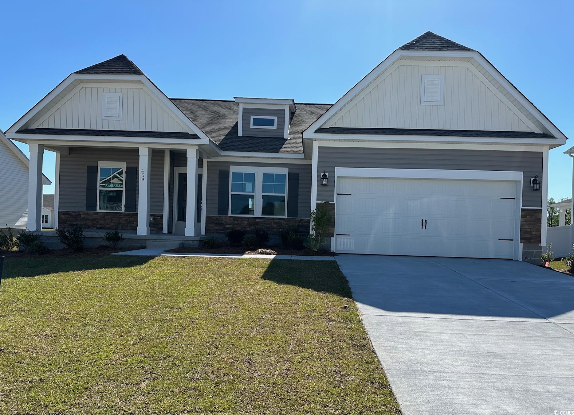 located just 4 miles from beautiful, historic downtown conway on highway 905, grissett landing is the southern lifestyle at its best. escape the hustle and bustle of the beach traffic yet be close to all the amenities that myrtle beach and north myrtle have to offer. grissett will have direct access to the waccamaw river with a place to throw your fishing line or launch your kayak in at the community dock. we will offer a variety of great livable floor plans and low hoa fees. all photos used are stock photos of the same home model from another community. the wisteria e ii on lot 87 is a 3 bedroom, 2 bath open ranch plan with vaulted ceilings in the greatroom and owner's suite, comfort height toliets, raised breakfast bar, ltv in foyer, hall, kitchen, greatroom, dining, full baths and laundry, covered patio, 2 car garage and stainless appliances.