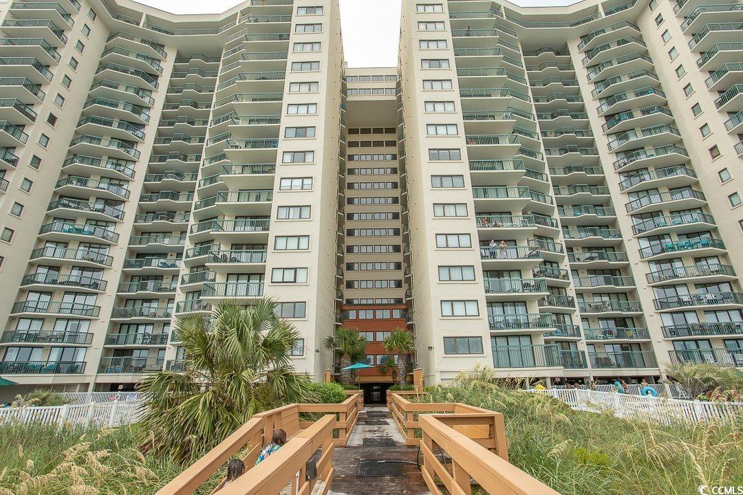 located on the 10th floor unit 1005 is an end unit.  this 4 bedroom and 3 bath interval unit give the buyer a 1/13 interest in the condo.  this allows use of the condo every 13 weeks.  there are 4 weeks per year. each year the schedule moves forward 1 week.  this condo is well decorated and located in the ocean drive the home of the shag dance. the condo is a short walk to many shops on main street as well as places to eat and enjoy a relaxed atmosphere listening to music. the cleaning and linens are paid outside the quarterly dues. call the listing agent for this cost. this unit is special as it has 2 balconies.  an oceanfront and one off another bedroom.