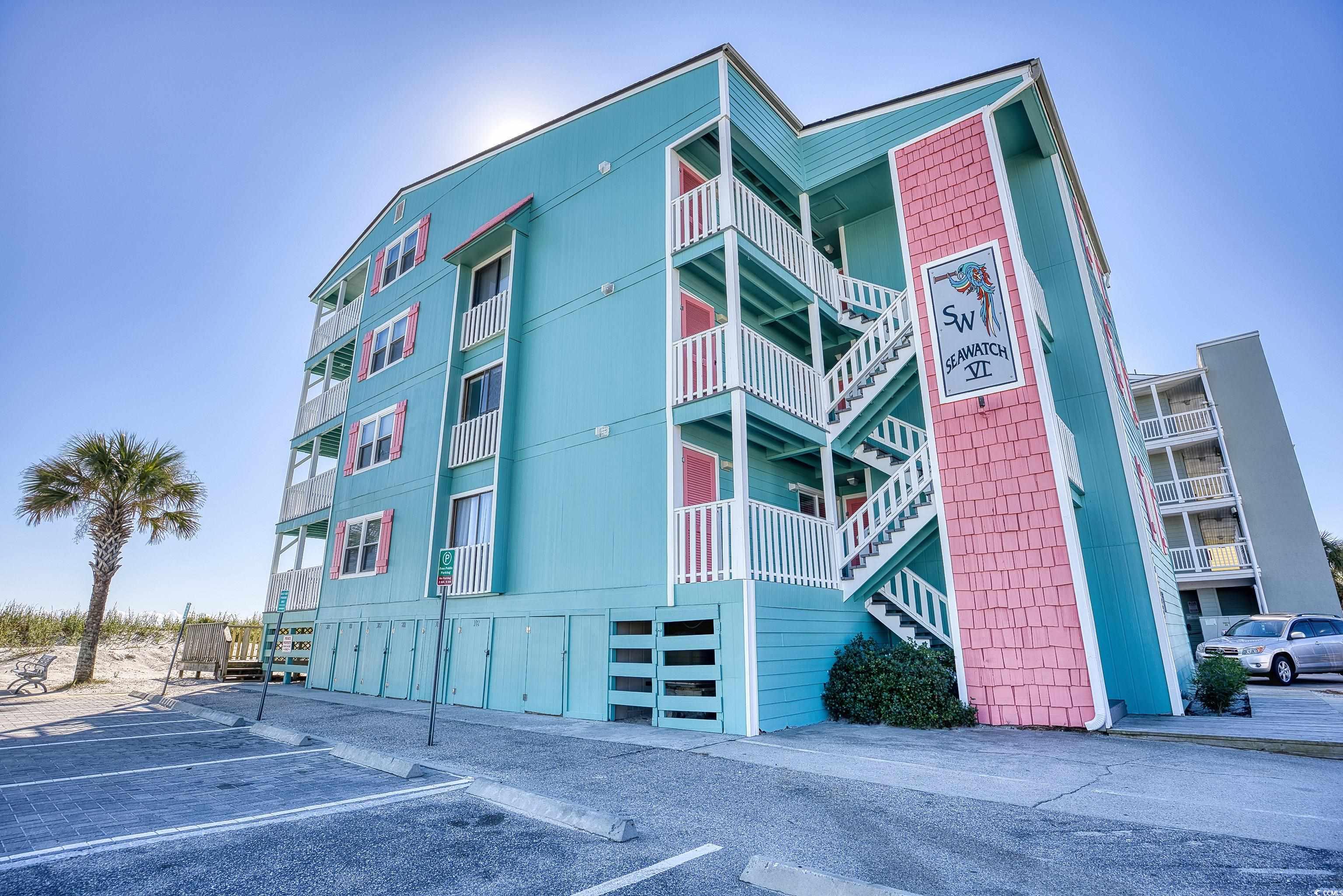 this charming, first-floor oceanfront condo provides spectacular ocean views and features a large balcony sitting just steps from the crashing waves of the atlantic ocean. situated in a boutique building with only six units, this unique property will make a great vacation rental property as short-term rentals are allowed, but it can also serve as a primary residence or second home. this two bedroom, two bath unit has been nicely updated with granite countertops and white cabinets in a fully appointed kitchen as well as upgrades to both bathrooms. another great feature of this unit is the stairwell just off the oceanfront balcony that allows you easy and quick access to the beach. both bedrooms sit to the front of the unit with the master bedroom featuring a private bathroom with a stand-alone shower and linen closet. the unit comes fully furnished including a stackable washer and dryer plus the unit has its own exterior storage closet underneath the building and an assigned parking spot that has the potential to hold two cars. the low hoa fee includes building insurance along with water and sewer, cable, trash pickup, and pest control. with the pier at garden city and the center of garden city beach just two blocks away, this unit is walking distance to all this stretch of beach offers including restaurants, entertainment, fishing and more. for more information or to schedule a showing, please contact your realtor or the listing agent before this one is gone. square footage is approximate and not guaranteed. buyer is responsible for verification.