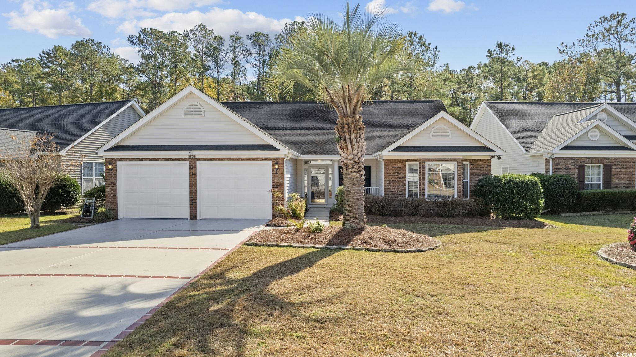 welcome to 190 glenwood dive! this well maintained, waterfront 3 bedroom, 2 full bath home is located in the beautiful 55 and over neighborhood of myrtle trace! enter the home to a spacious living room and dining area with beautiful hardwood floors. the kitchen boasts gorgeous quartz counter tops and all stainless appliances. the carolina room, just off the kitchen, is a perfect place to relax and leads to the outdoor patio with a peaceful water view. two bedrooms and a full guest bathroom are located just down the hall. on the opposite side of the home is the primary bedroom and bathroom. this home has a 2-car attached garage. the tranquil community of myrtle trace has a community pool and clubhouse for you to enjoy, as well as a shuffleboard and bocce ball court! and within close proximity to conway medical center, burning ridge golf course, restaurants and shopping!