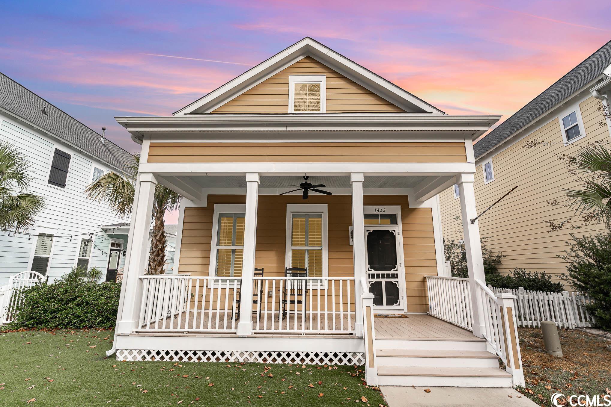 **super cute charleston-style house in the market common sweetgrass square.  this 3bd/ 2.5ba house offers open-concept living with 10ft. ceilings, the primary bedroom on the main level, and an open-air loft perfect for office or play space.  this house has hardwoods throughout, tile in the bathrooms, stainless steel appliances, granite countertops, and plantation shutters.  the large garage offers plenty of room to store your golf cart after a night or day out exploring market common or the beach!  this is truly a live/ work/ play - low maintenance lifestyle.  relax and enjoy the south carolina weather on the front porch or the cozy courtyard.  ample overflow parking on this quiet street.