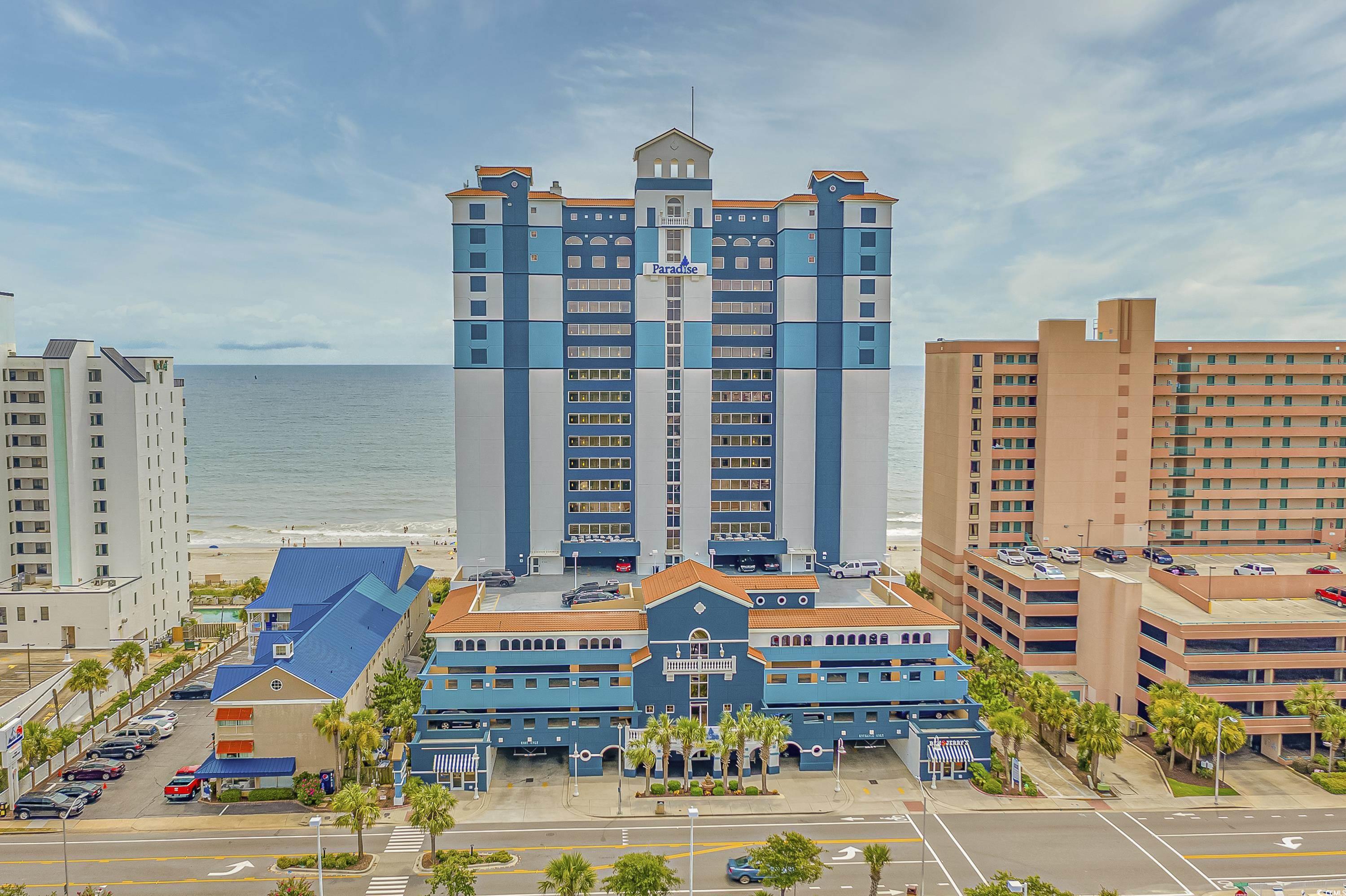 beautiful 2br/2ba oceanfront unit located in paradise resort is a must see! the views from your private balcony enjoying a cup of coffee in the morning and a cocktail in the evening, while feeling the breeze of the atlantic is calling your name! the open concept in the main living area with new paint adds to the light and airy feel of this oceanfront unit. this resort has everything you could imaging from indoor/outdoor pools, lazy river, hot tub, fitness room, tiki bar, cafe and a ben and jerrys ice cream shop! you literally do not have to leave, but you are minutes from dining, shopping, and the myrtle beach international airport! schedule your showing today or contact me for any details!
