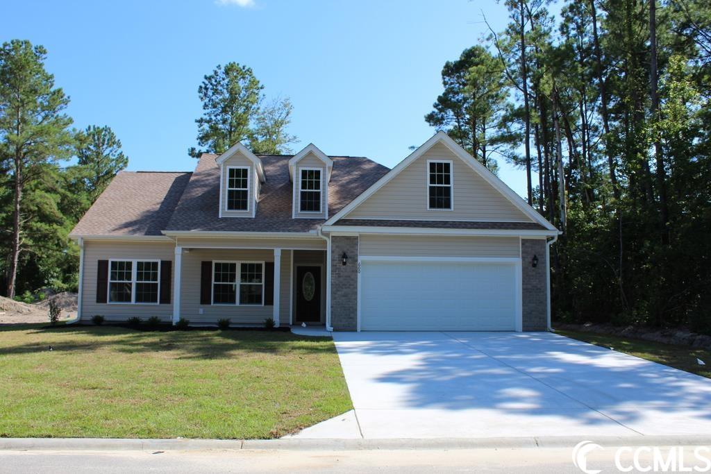 to be built. ½ acre lots. chestnut b plan has split bedrooms, all large in size, and open concept living areas. relaxing front porch, foyer, dining room with tray ceiling, kitchen has lots of solid wood cabinets with crown molding and knobs, stainless steel appliance – stove, microwave, dishwasher, a pantry closet and a breakfast nook. living room has a vaulted ceiling and ceiling fan with light, glass sliders to a screened porch, and a patio. owners suite is 14’x18’10 with a vaulted ceiling and ceiling fan, a bay window/sitting area, huge walk-in closet, raised height vanity with two sinks, a garden tub and separate 5 ft. shower, or a 5 ft shower and linen closet. guest bedrooms and bath are on the opposite side of the house. finished and painted 2-car garage has pull down stairs to floored attic storage above, and automatic garage door opener. gutters, irrigation, and sodded yard. optional bonus room with or without a bath. builder will customize. choose your colors and features. quaint friendly, small town country living within a few miles of downtown conway and about 20 miles to myrtle beach. photos and video are for illustrative purposes only and may be of similar house built elsewhere. square footage is approximate and not guaranteed. buyer is responsible for verification.