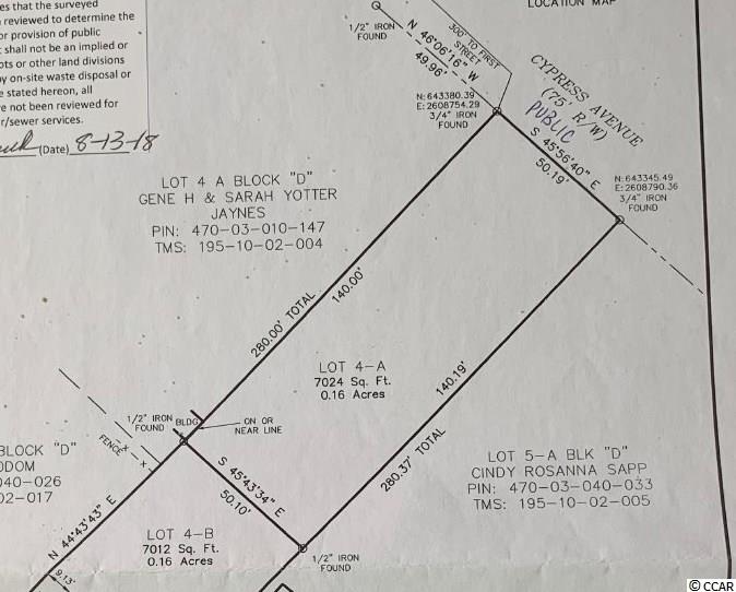 Lot 4-A Cypress Ave. Garden City, SC 29576