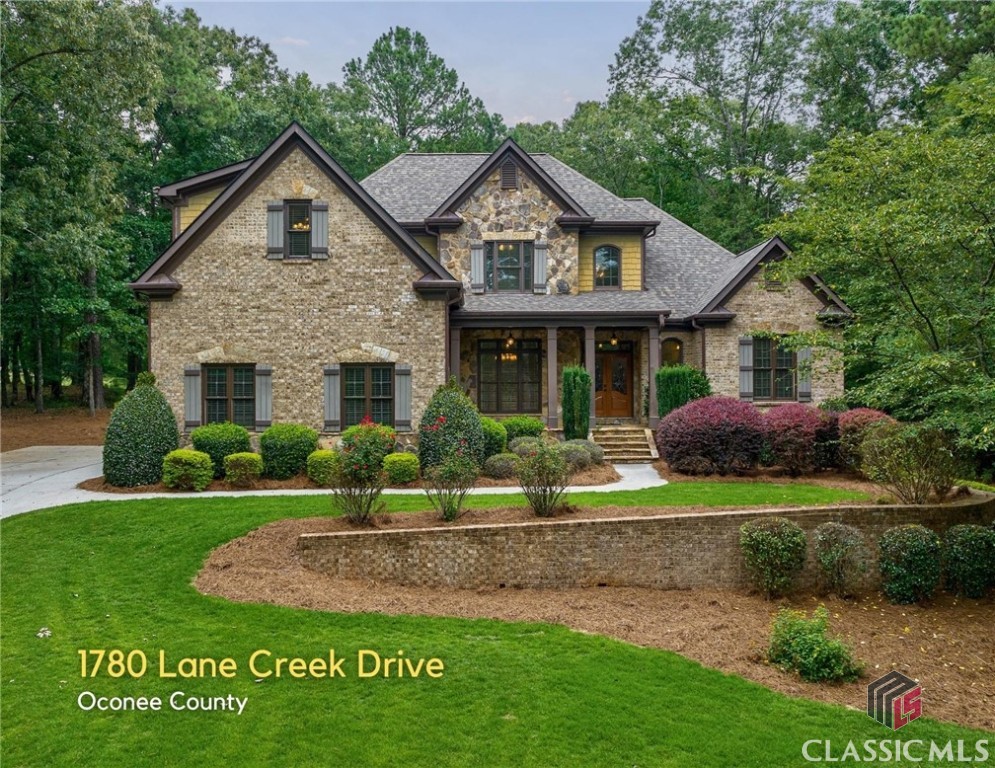 Classic elegance awaits in this Lane Creek Plantation 5 bedroom/4.5 bathroom home. Nestled in the tree line between the 15th green and 16th tee of the Lane Creek Golf Club, you'll enjoy nature and privacy while living in a friendly neighborhood with swimming and tennis amenities. This custom home boasts features and finishes you won't want to miss! Double-front doors open to the main level, which includes a vaulted great room with stone fireplace and built-in with wet bar, powder room, a spacious kitchen with granite countertops, large island and stainless-steel appliance suite, including range and double wall oven. A walk-in pantry and laundry room w/sink, counter and cupboard storage space are located adjacent to the kitchen. Space includes a light-filled breakfast nook and formal dining room with judges paneling. Owner's suite on main floor includes trey ceiling, large master bath with separate granite vanities, tile shower, whirlpool bath and large walk-in closet with natural light. Both the breakfast nook and the owner's suite open to the covered back porch, which features a tongue-and-groove vaulted ceiling and grandfathered fenced in backyard. The private backyard also includes a stone firepit area for outdoor enjoyment. The second level includes three additional bedrooms with two bathrooms, including an en suite bathroom for the third bedroom. The terrace-level offers a fantastic, finished flex space, storm/safe room, including recreational space, kitchenette and a fabulous fifth bedroom with trey ceiling/ceiling fan, full bath and natural light. Two unfinished spaces are great for storage or adding custom additional amenities, including office, wine cellar or other endless possibilities. Finished three-car garage and basketball hoop over driveway. Newer roof, water heater, and A/C units. This home is in the North Oconee High School District   the high school is a five-minute drive. Only 15 miles to downtown Athens and 8.5 miles to Oconee Connector shopping.