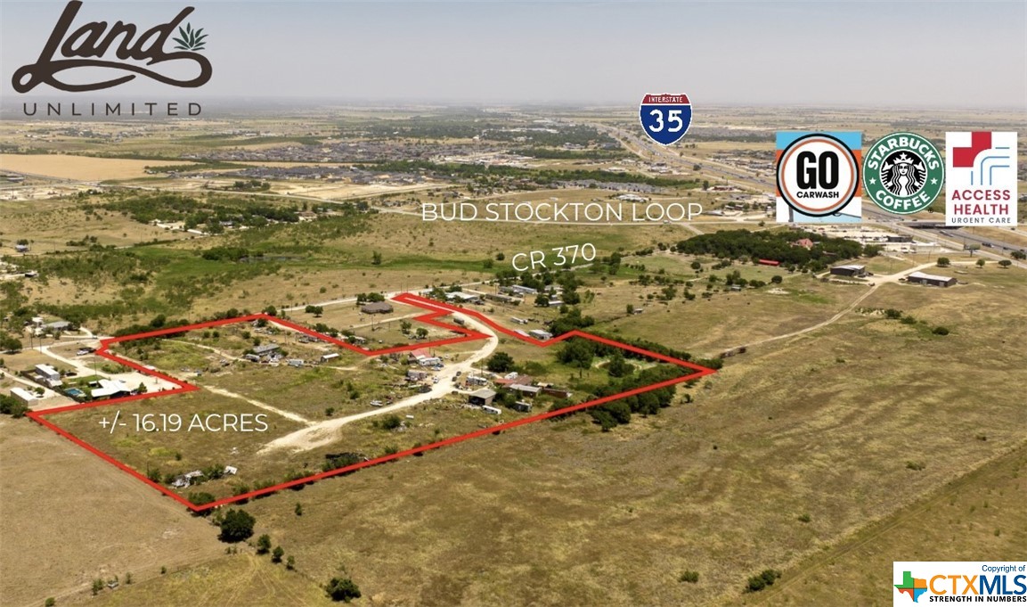 16.19-acre Jarrell ETJ development opportunity. Unique property in a strategic location for a mobile home park, business park, equipment storage or towing service site, and more – the options are limitless. Only 1/2 mile from I-35 and Bud Stockton Loop near the new Starbucks, car wash, and medical care center. The property boasts visibility from I-35 and is close to several new developments like Sierra G Ranch and Cornell Business Park. The closest 16-inch waterline is along the access road. There are 3 livable homes connected to private utilities on the property that will convey and can be used to produce income in the future! Join in on the pulse of growth and transform this vast space into a thriving new company location or housing development.