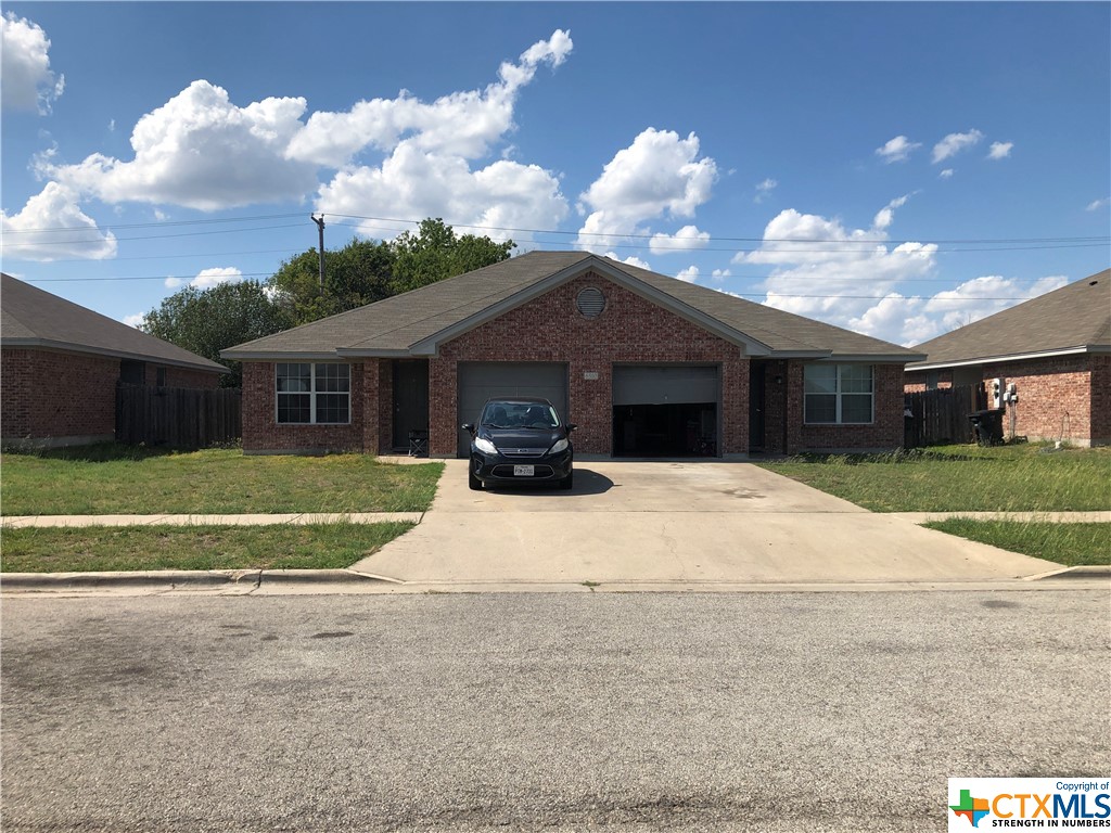Nice duplex with 3 bedroom,2 bathroom, 1 car garage on each side and stained concrete floors throughout. Located off of Clear Creek Rd in Bridgewood Estates. Both units are rented.