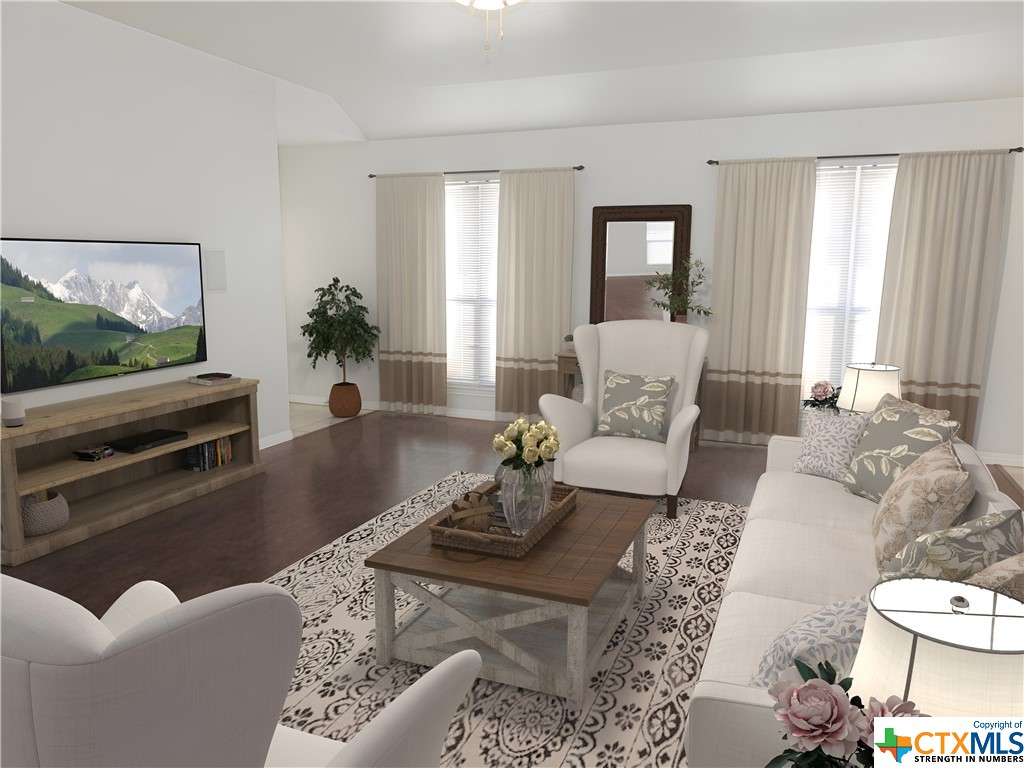 Living room with virtual staging