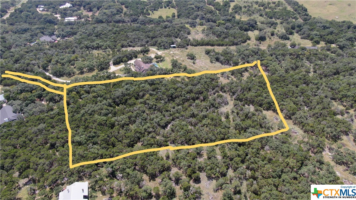 The yellow outline gives you an approximation of the 5 acre lot