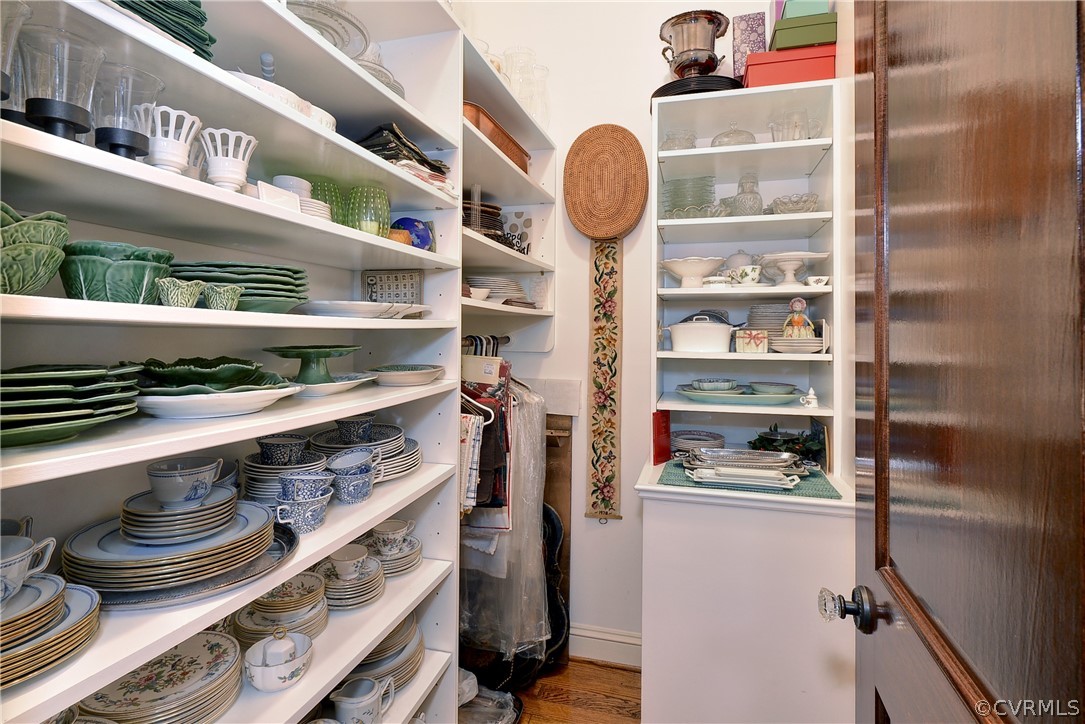 A China cabinet is located just off the butler's pantry.