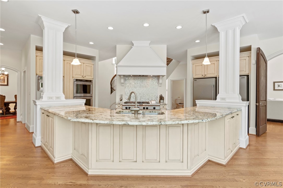 High end all custom cabinetry in open kitchen