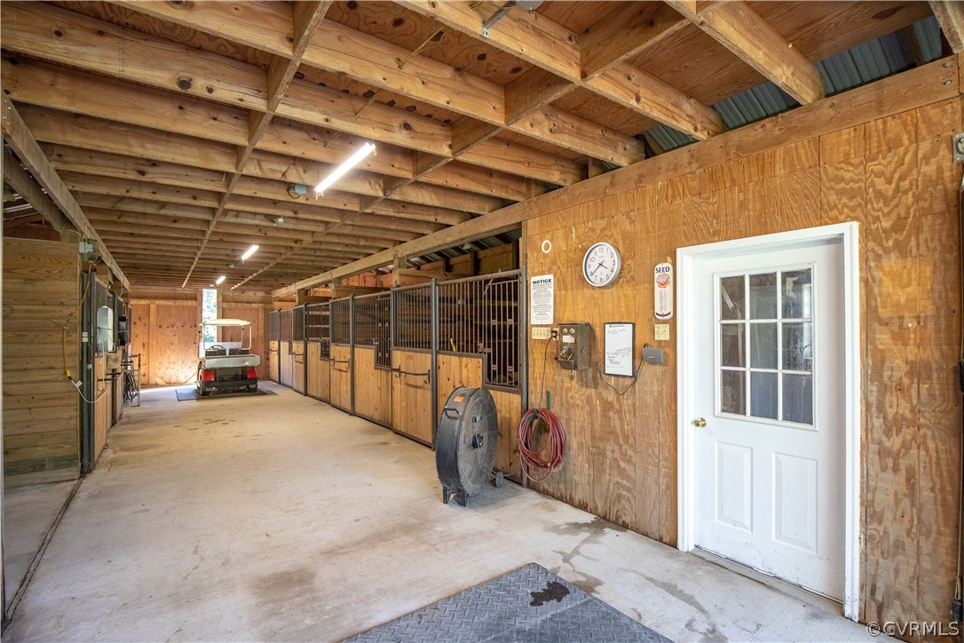 The barn is spacious and meticulously maintained.