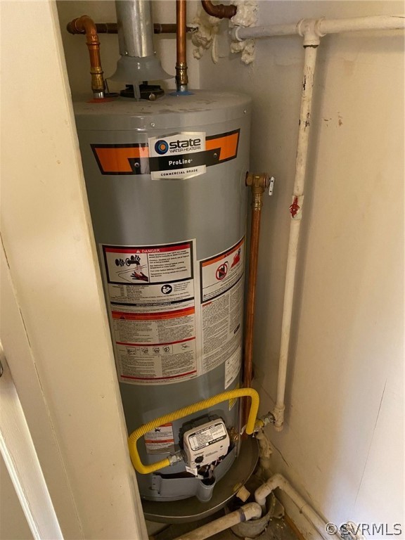 utility closet with hot water heater and furnace