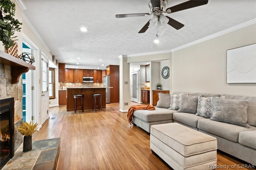 Ceiling fans, recessed lighting & added trimwork are throughout the home.