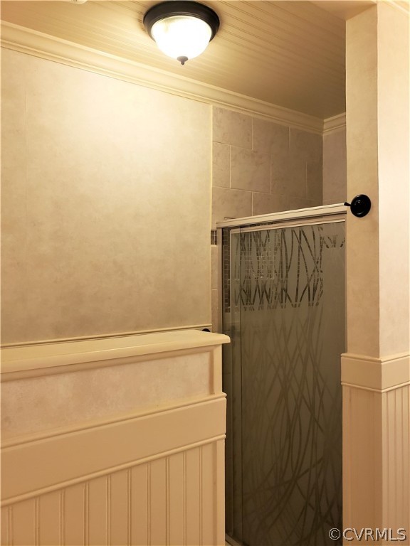 Tiled Shower with Glass Door