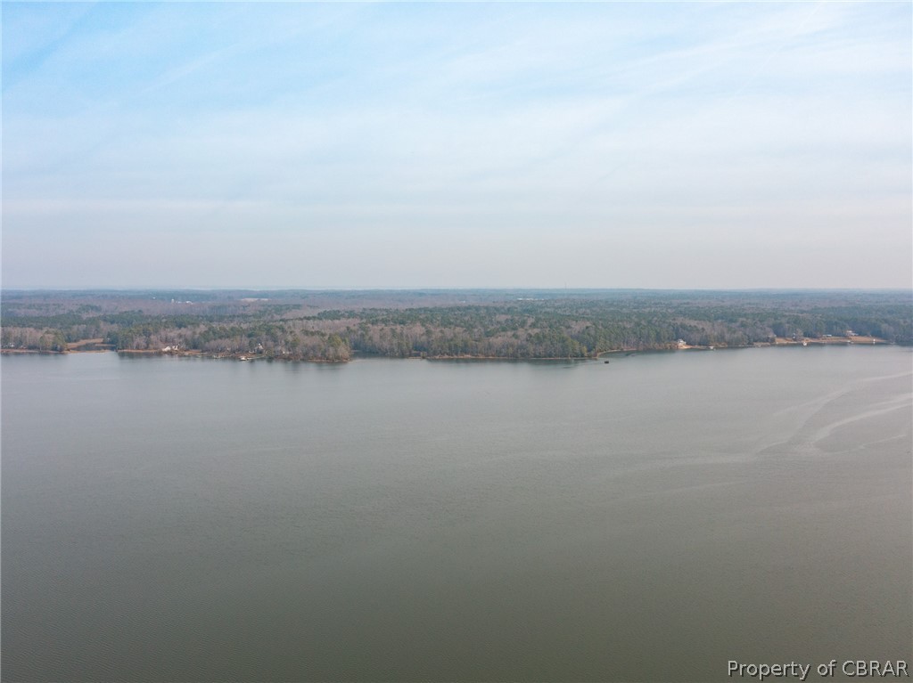 Drone view across river from land