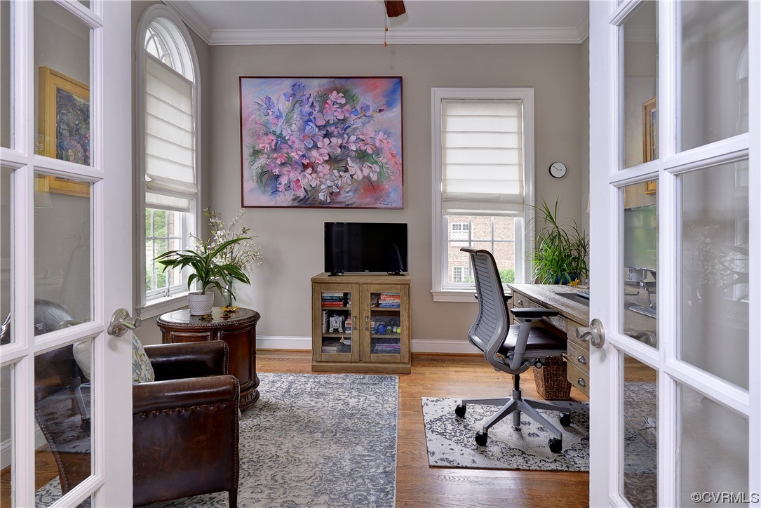 The living room or home office is accessed by French doors off the foyer.