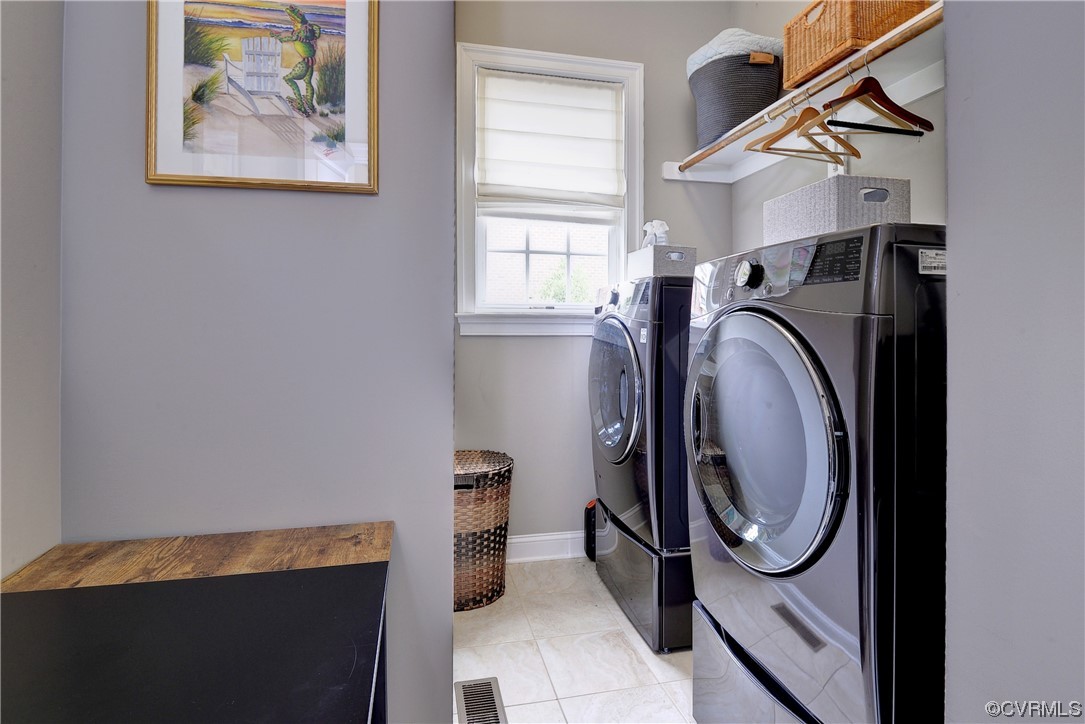 The first-floor laundry offers additional storage.