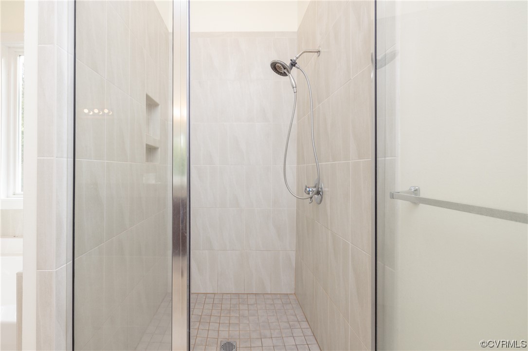 Tiled master bath shower