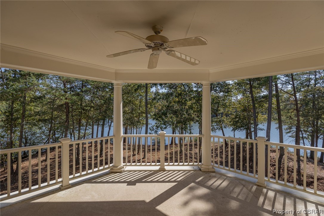 Porch off the primary bedroom- featuring beautiful, peaceful views-ceiling fan