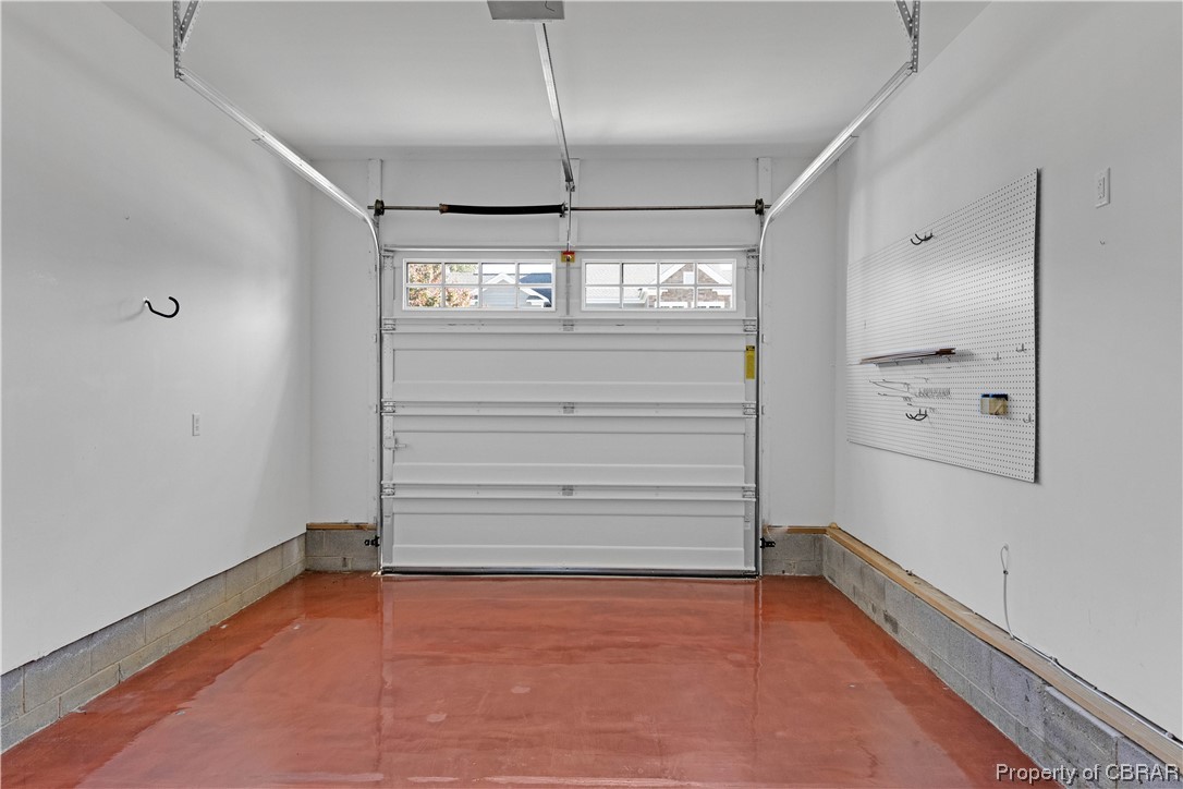 Attached garage with epoxy floor