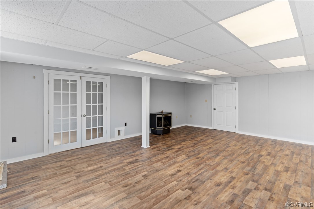 Open living space in basement for studio apartmen