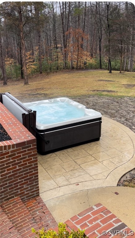 brand new hot tub and pad that was just put in