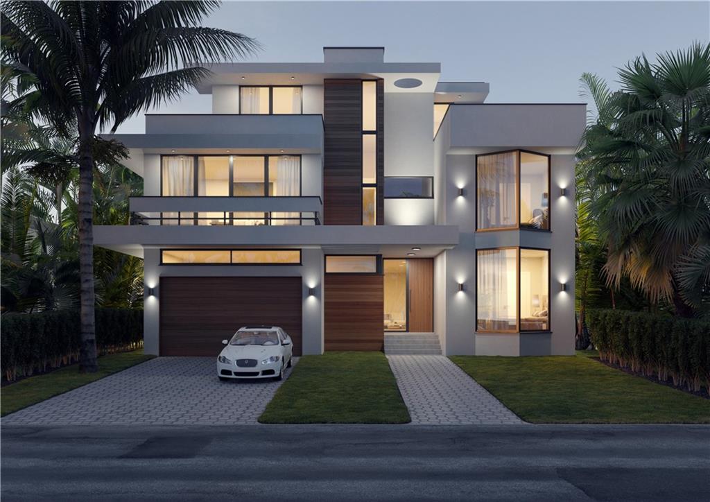 New Construction/Under construction. Contemporary waterfront estate in the heart of exclusive Lauderdale Harbors, Rio Vista. A modern masterpiece by acclaimed architect Robert Tuthill, being built by award-winning Jeff Hendricks, this 3-story home has it all. Downtown Fort Lauderdale views, walk to stores, restaurants, and Lauderdale Yacht Club. Every detail has been thoughtfully included to ensure comfort, practicality, and state-of-the-art smart living.5 Minutes from the Everglades Inlet by boat, 10 minutes from the FLL airport, downtown, and the beach. Perfect time to buy in order to customize finishes to your preference. Full plans are available upon inquiry.
Price is subject to increases during construction. The spacious open-plan living area flows onto the spa-style backyard, with a lap pool and equipped 70 ft concrete dock. Gourmet kitchen with walk-in pantry, dining, den/office. The ground floor has a VIP master suite, a custom elevator, and 2 car garage. The 2nd story has a large master suite, with a balcony, walk-in closets, dual sinks, and 2 w/c, adjacent there is a large flex media/game/family room, plus 2 bedroom suites, and laundry. On the 3rd floor, there is a club room with a second kitchen, 2 additional suites, and a spectacular wrap-around roof terrace, perfect for entertaining and watching the sunrise or fabulous sunsets.