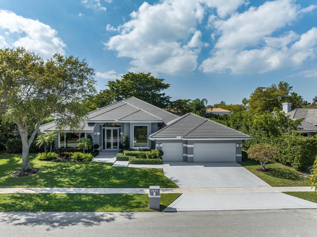 One-story captivating home in Boca Bay Colony's highly sought after waterfront community. 4BR/3.5BA very private light & bright home w/ open floorplan has been extensively renovated, boasting marble floors in main area and plank flooring in the bedrooms. Primary suite exudes luxury w/ spacious accommodations, walk-in shower/soaking tub, and custom walk-in closets. New kitchen & new appliances built for entertaining. Pride of ownership shows with 2018 roof, impact doors/windows, and so much more. Relax outside with saltwater pool and expansive green areas, all fully fenced so the dogs can run and children can play.  Close to beaches, restaurants and everything South Florida has to offer. 3-car garage (Tesla charging/wiring) and security system w/cameras complete the offering. Easy to show!