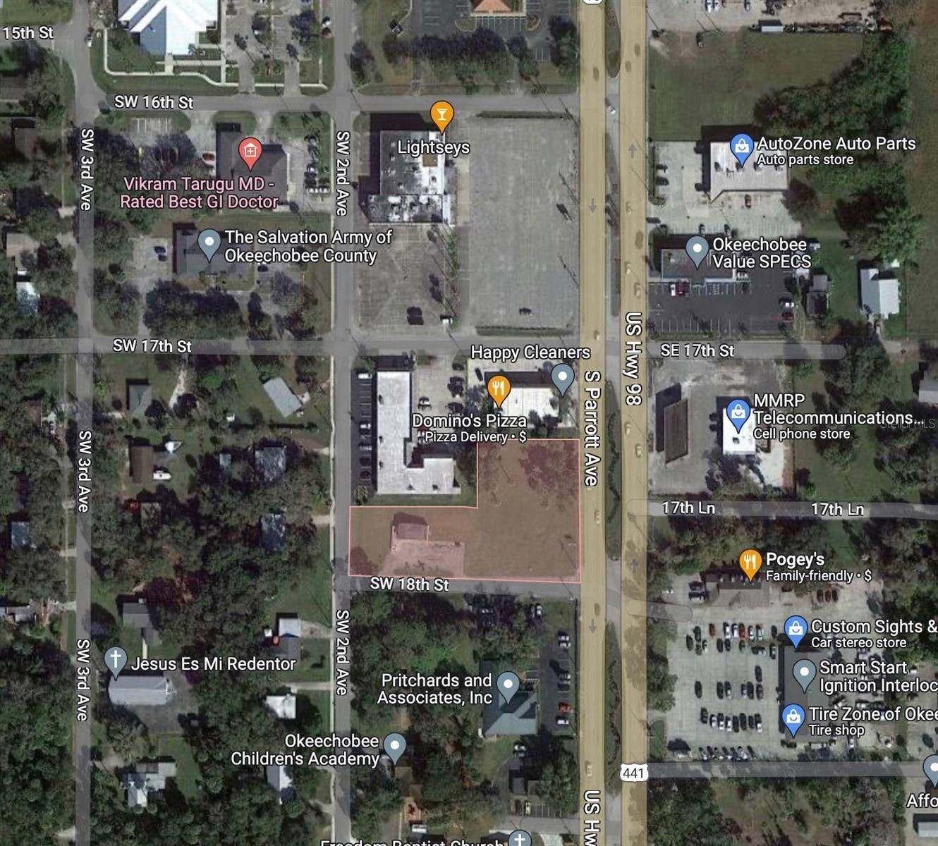 1 Acre--Prime commercial property directly on S. Parrott Ave. with 208 ft of highway forntage  in the city limits. Three parcels, and one has a small commercial use building. Endless possibilities for your new business.