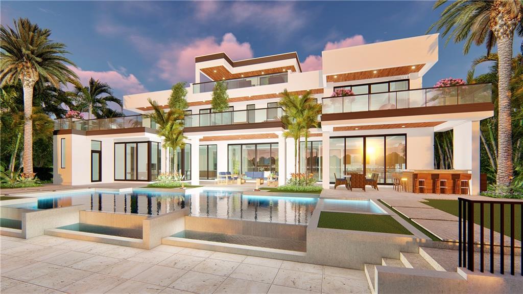 UNDER CONSTRUCTION.TIME TO PICK FINISHES Modern Work of Art. 3-story Zen-inspired luxury sanctuary. Tranquil open water views of palm-lined Lake Sylvan & city-skyline views from 3rd-floor entertainment spaces. 16,000+ SF lot with protected 110’ dockage for 90’ yacht. Walk to private ocean beach.13,500 sf of indoor/outdoor living space with every luxury amenity & latest energy-saving features. Garage parking 8 cars, elevator, kitchen fit for highest culinary standards. Master suite has 2 bathroom areas & huge custom closets. 1st floor provides a luxurious space with bar, office, TV lounge & billiards area for entertaining or business telecommuting. Harbor Beach ranks as one of South Florida’s most prestigious, safe & secure communities with gate house & 24/7 police. Construction has begun.