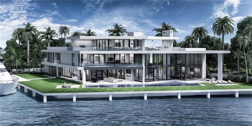 The ultimate yachting lifestyle estate! Impeccably designed point lot home located at the convergence of the New River & Intracoastal Waterway. This unparalleled property boasts 277' of water frontage w/mega yacht dockage, quick & easy ocean access, & breathtaking wide water views. Three-stories w/all of the amenities one could ever want; eat-in gourmet kitchen, family room, club room, elevator, 3rd floor sky lounge & more! Generous master suite & master bath w/amazing Intracoastal views, dual water closets & sinks. Oversized outdoor entertaining area w/lap pool, spa, outdoor kitchen and vast covered spaces to soak in the sun and views. Outstanding South Las Olas Isles location; walking distance to shopping, fine dining & the beach. Available for purchase during any phase of construction.