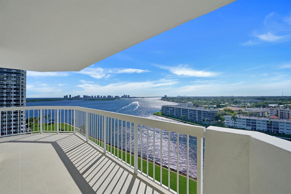 This is the view you are looking for! Panoramic Southeast Views of the Ocean and Intracoastal Waterway. Wrap-around balcony and floor to ceiling windows and sliding doors throughout this spacious 3 bedroom and 2.5 bath condo.  All bedrooms are large in size,  Primary suite has two walk-in closets two vanities and a separate tub and shower. The building has a beautiful secure lobby entrance, heated pool, jacuzzi, saunas and a lovely social room with kitchen.  This 24-hour gated community features a mega-yacht marina, restaurant and waterfront walking path.  5 minutes to gourmet grocery stores, world-class shopping & dining.  Jack Nicklaus Signature Golf Course & brand new country club across the street.