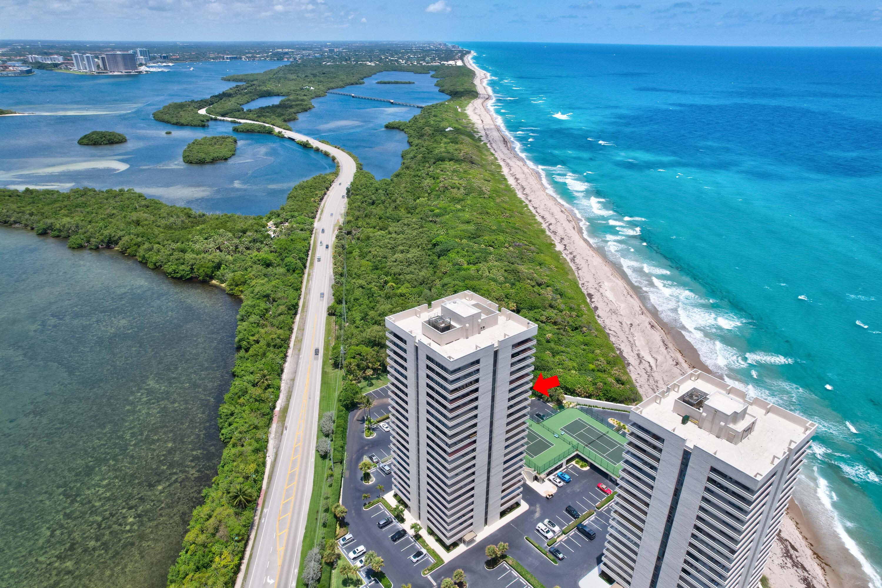 Unbelievably STUNNING unobstructed, panoramic views from the Atlantic Ocean to the IntraCoastal Waterway & MacArthur State Park - enjoy the very best of both worlds with majestic views of the sunrise, sunset and everything in between! Tasteful use of glass sliders & mirrored walls expand the views throughout the home. Only one owner who has lovingly cared for and enjoyed the unit as her second home. Pristine and move-in ready! Enjoy Water Glades' amenities which include a pool, tennis, patio grill, fitness center and a quiet beach away from hotels. Ideal location, just a short drive to shopping & fine dining in Palm Beach Gardens & Jupiter, 15 minutes to PBI airport, Palm Beach and more! Water Glades has 24x7 manned gate & Manager onsite. If you're looking for paradise, you just found it!