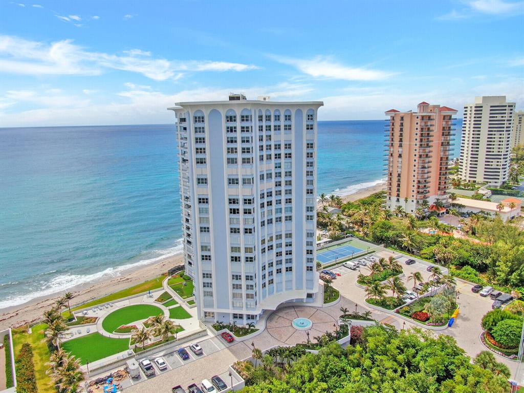 Premier building on the beach! JUST MINUTES TO DOWNTOWN WPB & THE AIRPORT>Fabulous TURNKEY oceanfront condo with large balcony. Split floorplan. open kitchen, breakfast bar. stainless steel appliances, washer, dryer. dining room, Two spacious bedrooms with walkin closets. Both bedrooms offer ocean views. Assigned garage parking, 24 hr concierge, heated pool, pickleball court, outdoor grills, exercise room, Impact doors & windows, shutters. seawall SEASONAL TENANT AVAIL IF BUYER DESIRES.  You will not be disappointed in the Corniche.