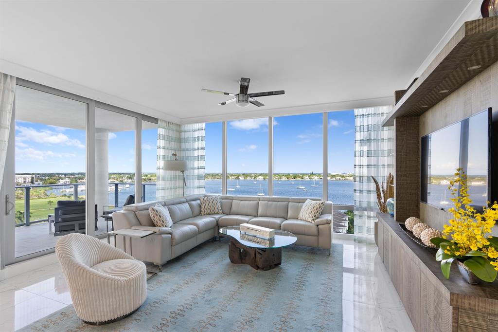 Fantastic opportunity to own 3 bedroom 2.5 bath custom waterfront condo completely furnished by top decorator on 9th floor of North Building with floor to ceiling water views from all rooms.Water Club has resort style amenities including 2 clubhouses, 2 guest suites, pickle ball court, 2 gyms,+ Very active social community.