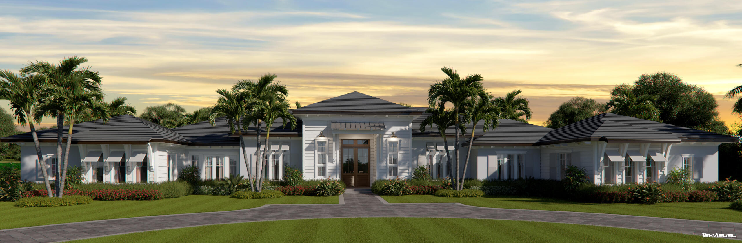 Nestled along the private streets of the custom home community of Hidden Bridge in Jupiter, FL, lies this beautifully crafted new construction home built on 1.26 acres by Maxwell Building and Kara Miller Interiors. Attention to detail was paramount in constructing this concrete block home with hurricane rated impact windows and doors. The architecture is British West Indies with a flat cement tile roof and double mahogany entry doors. Inside you will find marble in the main living areas, custom shaker cabinets in the kitchen, quartz countertops with a mitered edge, and professional series paneled appliances. The millwork package is better than most homes three times this price point with built-in cabinetry in the great room and many of the bedrooms... In the master bathroom, you find an open concept with a lounging area, an oversized frameless glass shower enclosure, free-standing contemporary tub, custom cabinetry, and quartz vanity tops with mitred edge. All closets come with custom-designed built-ins for clothing, accessories, and shoes. The Guest Suites are ample, cozy, and warm, all with walk-in closets and ensuite baths. This home is new, completely custom and will be ready for occupancy in March of 2023.