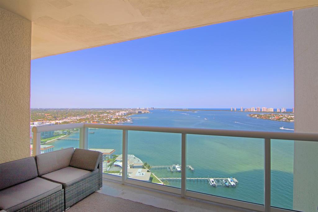 Beautiful 22nd floor 3BR / 3 bath unit w/Intracoastal & ocean views! Bright & open living area, granite kitchen w/stainless appliances. Owner bath w/double vanity, jetted whirlpool bathtub & water closet. FOB elevator access. Assigned parking in covered parking garage & climate-controlled storage unit. 24/7 manned gate, valet, tennis, pickleball, walking path w/gazebo, covered rooftop oasis w/pool, spa, BBQ areas, clubhouse, billiard room & fitness center. Marina w/dry docks available. Jump on your boat effortlessly & be on the ocean in minutes; no fixed bridges! Pet friendly. Minutes to nationally ranked snorkeling/diving at Blue Heron Bridge. Adjacent dry docks available. ** Waterproofing project to begin fall 2022,  management can provide info for amenity closures