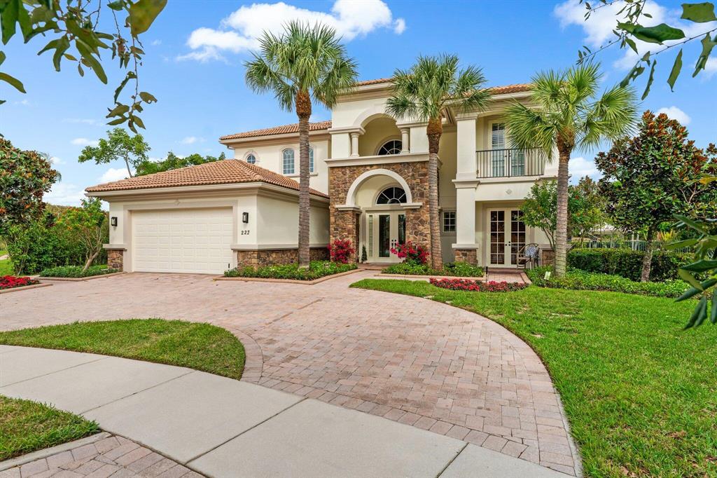 Intermediate Golf Membership Immediately available upon Purchase. Enjoy water and golf views from this beautiful ''Treanna'' model home on a .43 acre cul-de-sac lot in Jupiter Country Club.  This 6 - bedroom home with 5 - full baths, an office, and loft area was just freshly painted, inside and out, with a summer kitchen newly installed by the pool.  Other upgrades include:  new impact front door, updated bathrooms, new hardware, new light fixtures, all new LED lights in ceiling areas, new washer and dryer, Sonos sound system, smart lighting system, updated garage floor, new landscaping, and much more.  Come experience the best of luxury living in a 24/7 manned and gated community in Jupiter.