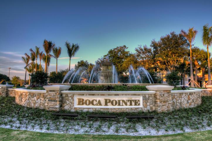 Beautiful Golf Course Views from this bright three bedroom 2 1/2 bath spacious condo in the 24 hour gated community at promenade of Boca Pointe. Features include granite kitchen, new stainless steel appliances, large open living room with stone rock wall with fire place, and three remodeled bathrooms. This unit is walking distance to the club house and pool. Club memberships  are available but not mandatory. Boca pointe has A rated schools and is located near restaurants shopping, houses of worship, and beaches. Huge master bedroom  with walk in designer closet. Gorgeous new italian tile throughout the living room, kitchen, dining room, office space,3rd bedroom. water heater and Ac are 1 year. Must see property. Dream Home 1st Floor!